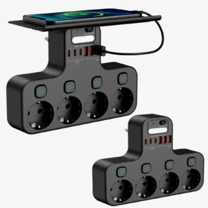 4000W Eu Plug Powerstrip Multifunctionele Stekkerdoos Slim Nachtlampje Onafhankelijke Schakelaar Europese Standaard Stopcontact met USB C Poorten